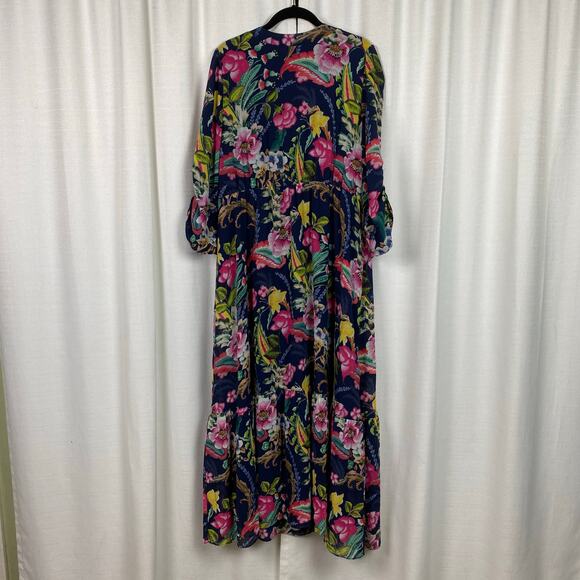 Soft Surroundings Navy Blue Paisley Samantha Maxi Dress Sz.L NWT - Picture 12 of 16